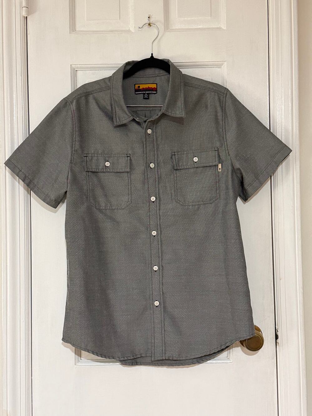 Brooklyn Industries Gray Button Down Short Sleeve Shirt  - Small